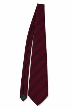 XMI Atkinsons Royal Irish Poplin Wool Silk Burgundy Stripe Tie England